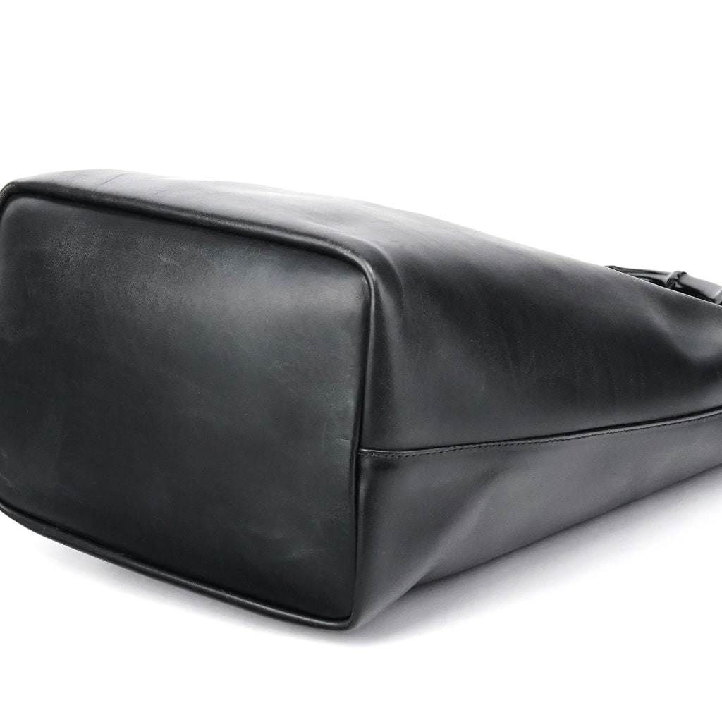 Black Leather Bamboo Shoulder Bag