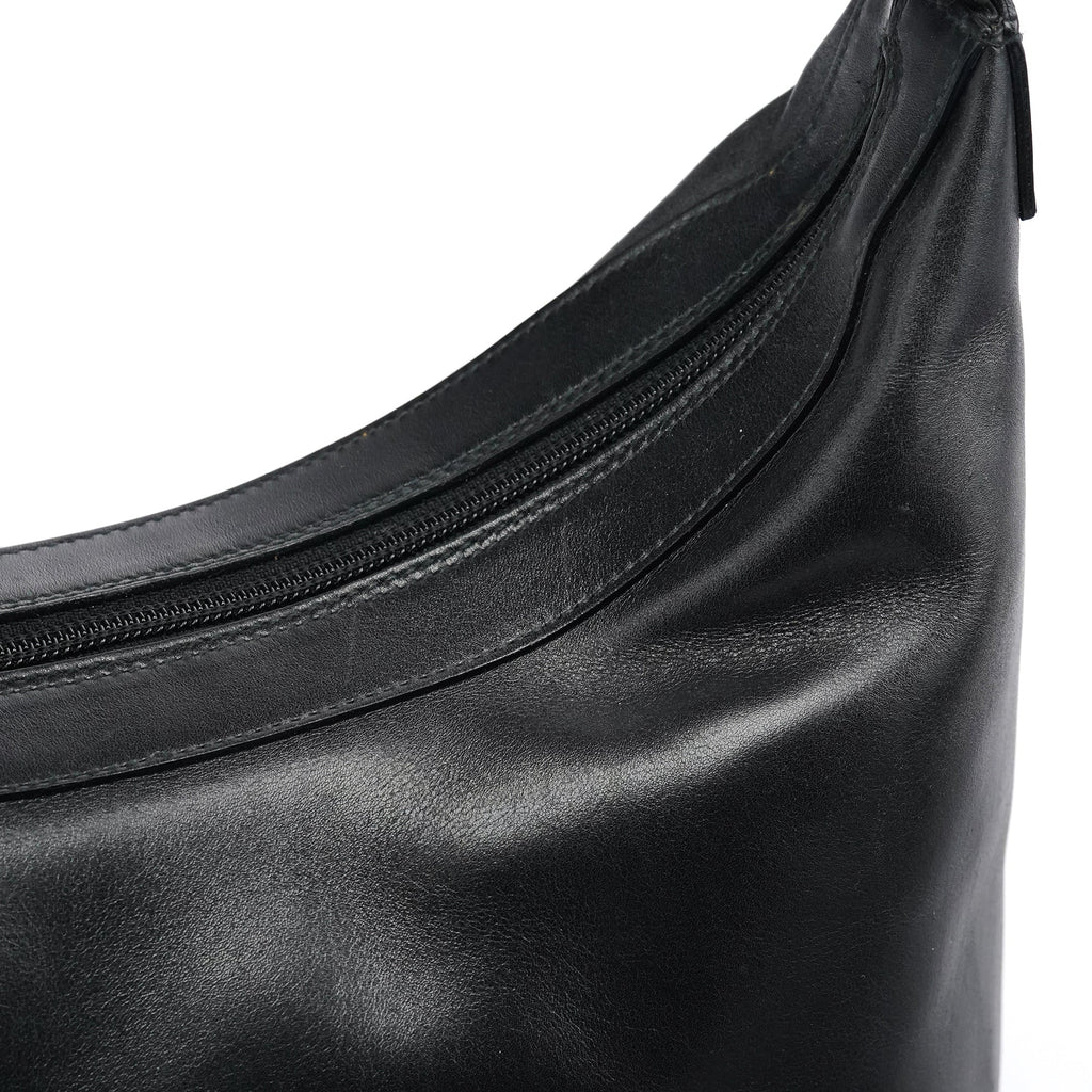Black Leather Bamboo Shoulder Bag