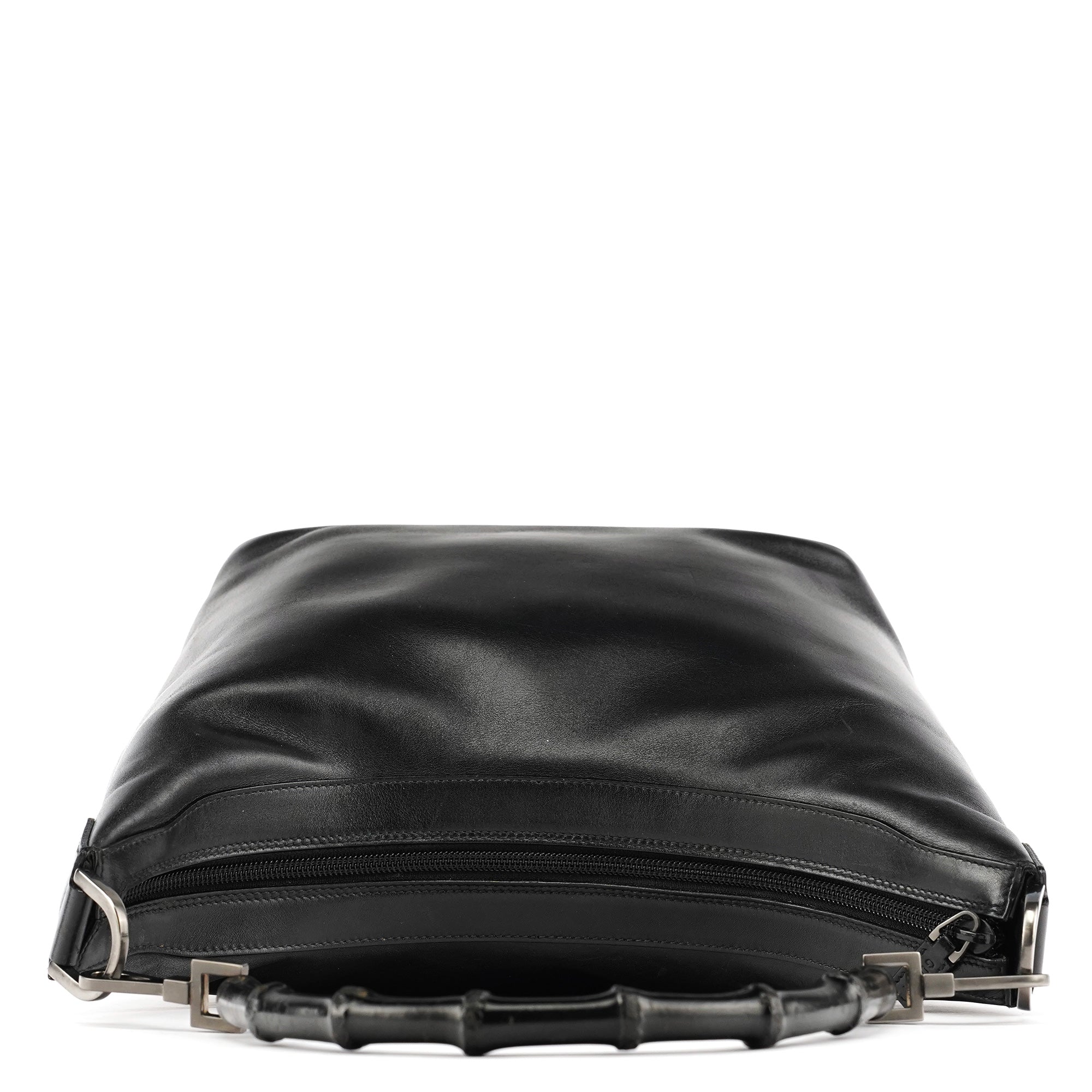 Black Leather Bamboo Shoulder Bag