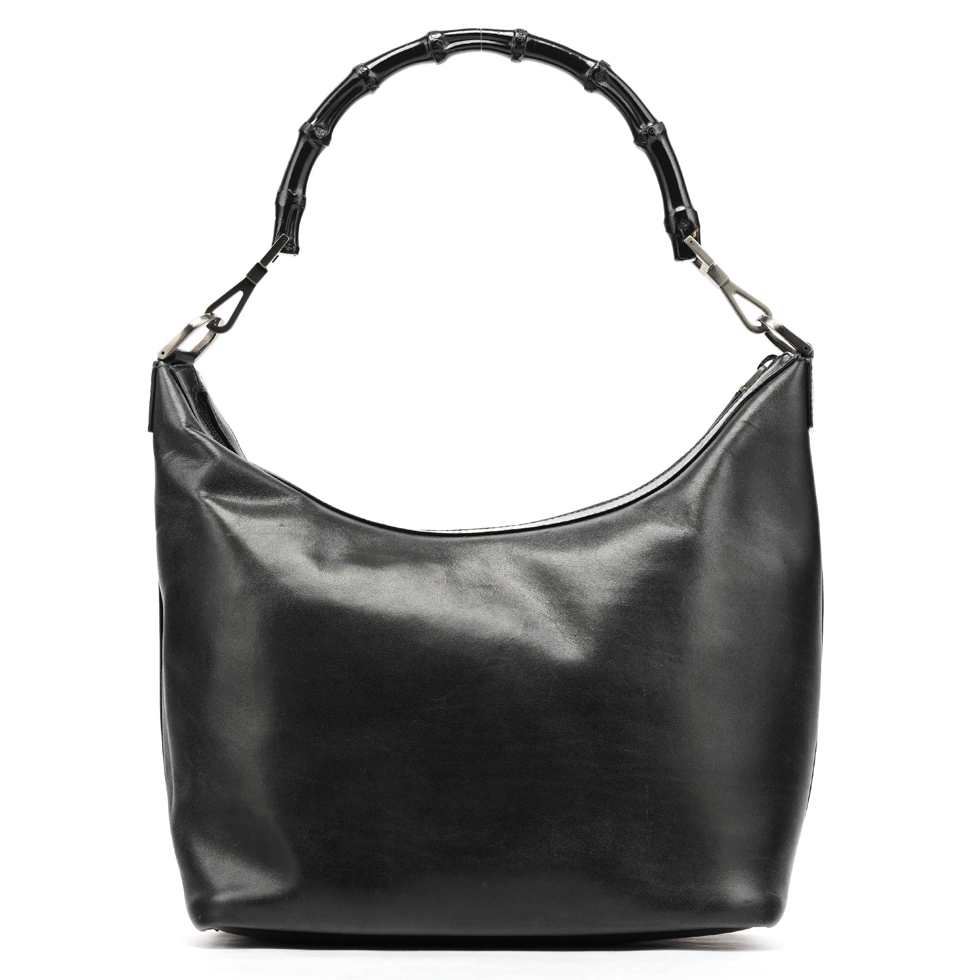 Black Leather Bamboo Shoulder Bag