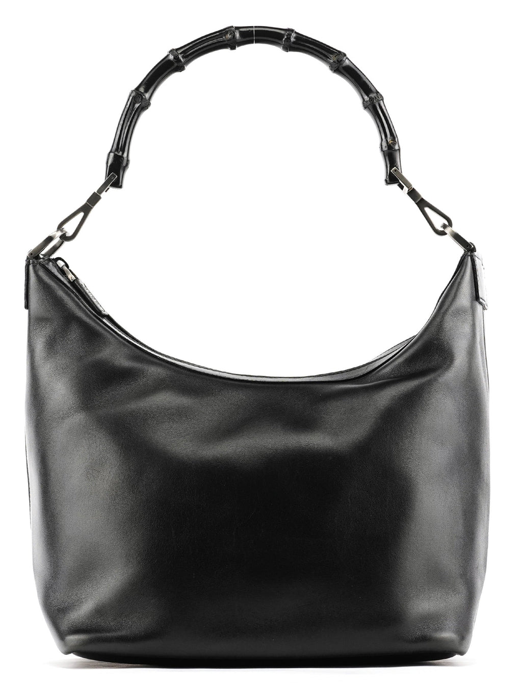 Black Leather Bamboo Shoulder Bag