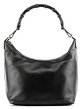 Black Leather Bamboo Shoulder Bag