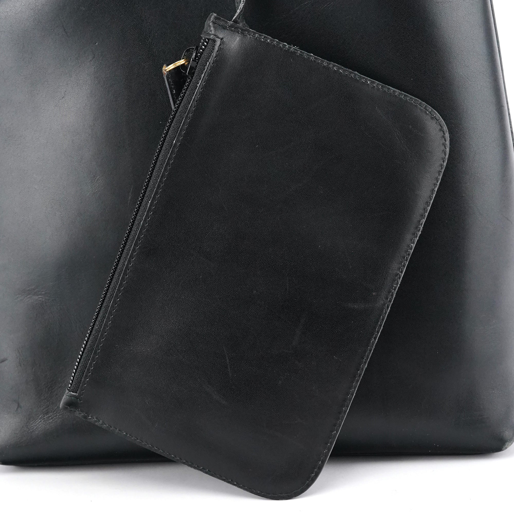 Black Leather Bamboo Shoulder Bag