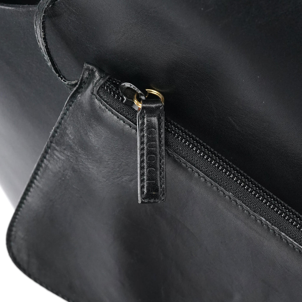 Black Leather Bamboo Shoulder Bag