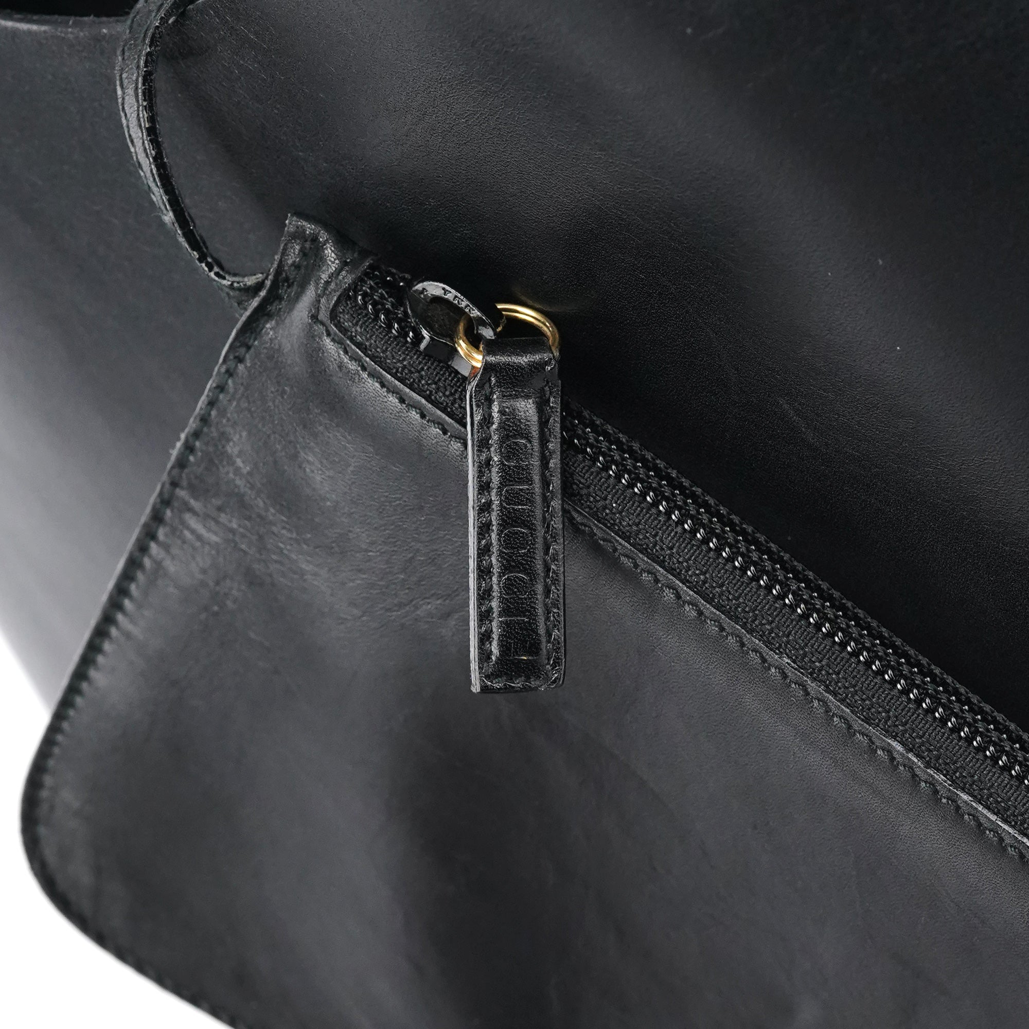 Black Leather Bamboo Shoulder Bag