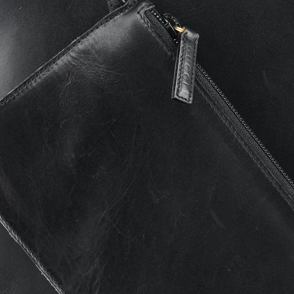 Black Leather Bamboo Shoulder Bag