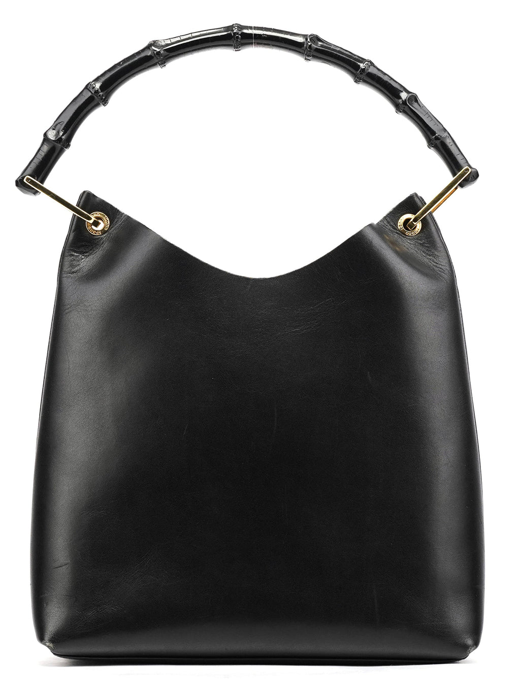 Black Leather Bamboo Shoulder Bag