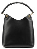 Black Leather Bamboo Shoulder Bag
