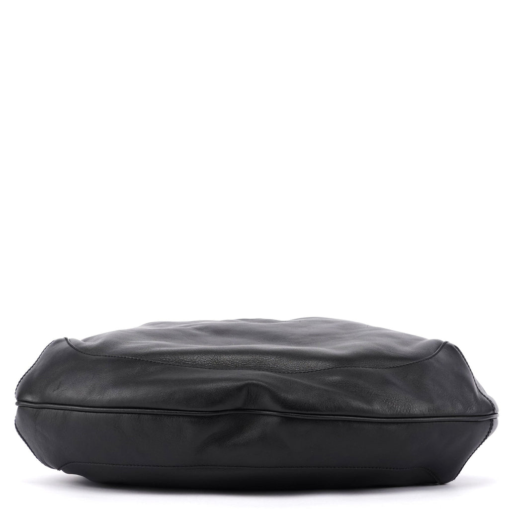 Black Leather Bamboo Shoulder Bag