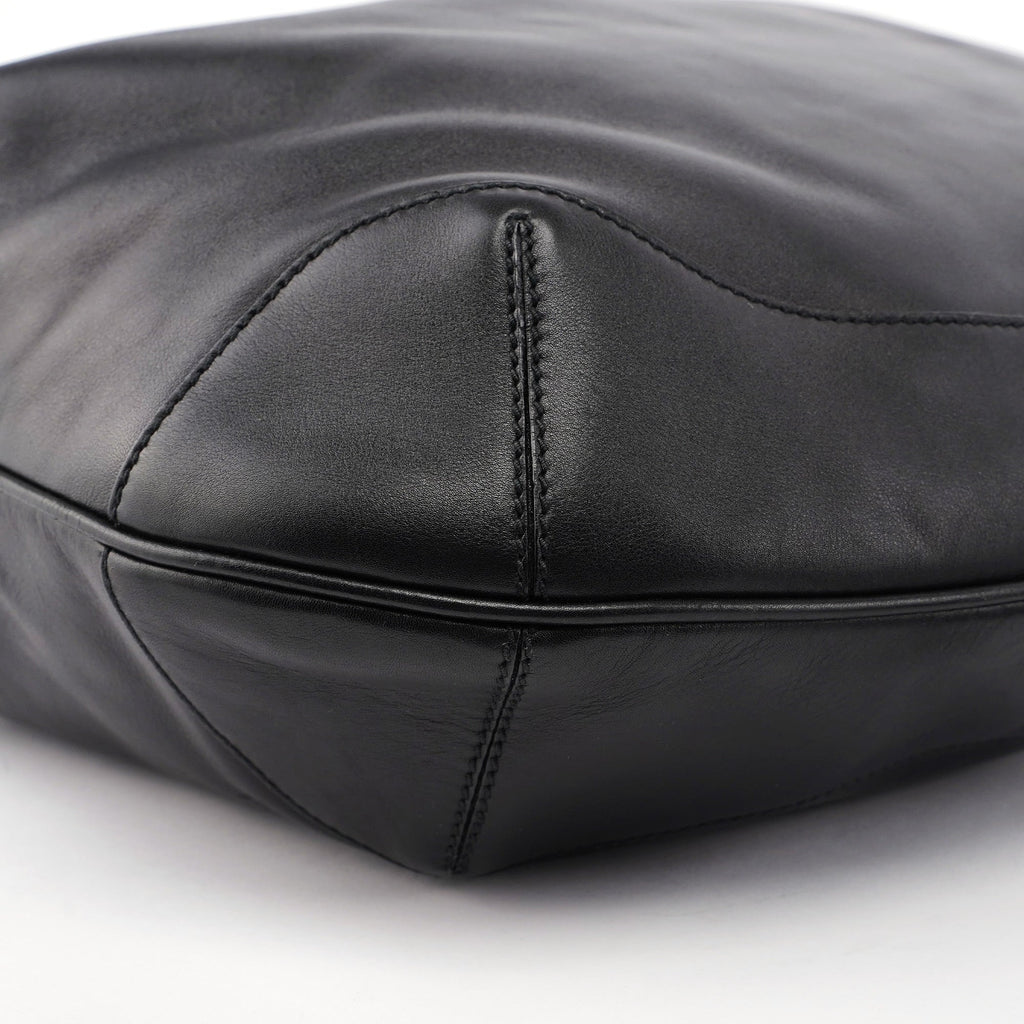 Black Leather Bamboo Shoulder Bag