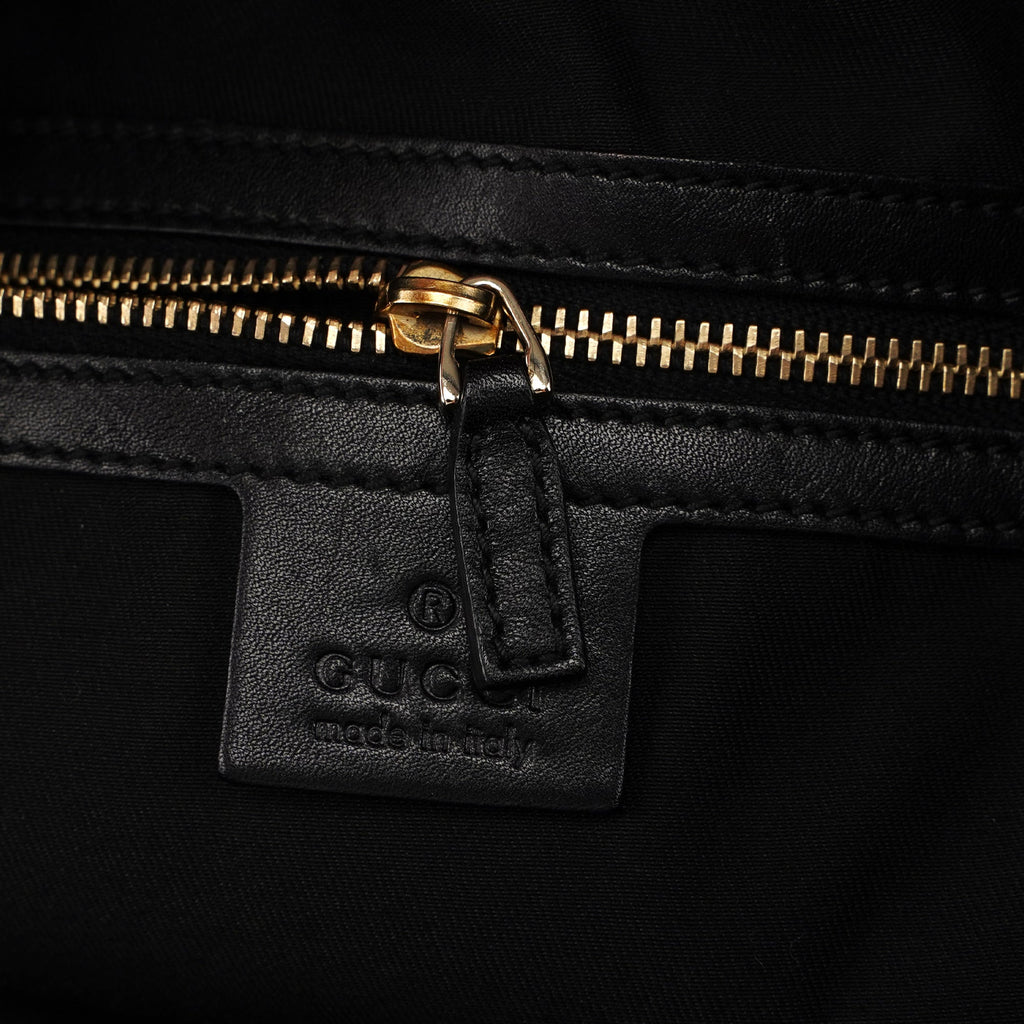 Black Leather Bamboo Shoulder Bag