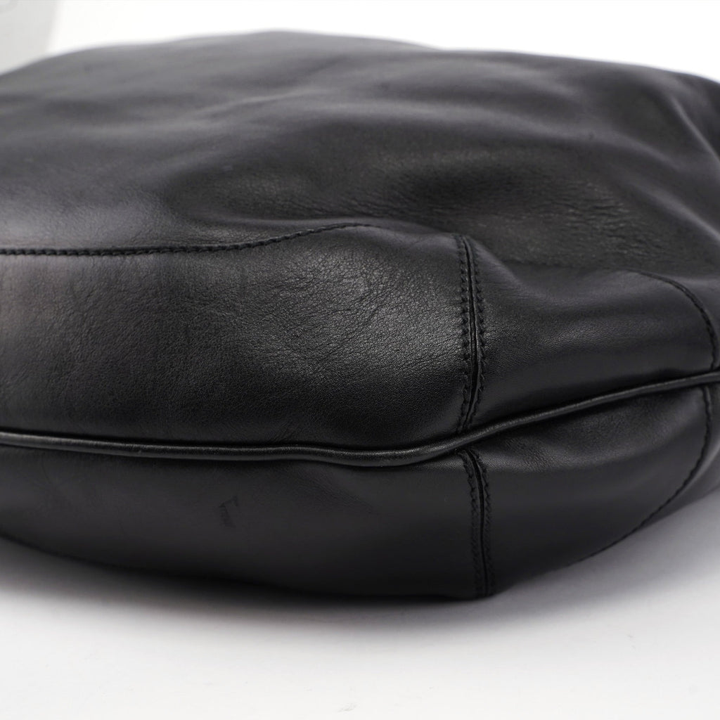 Black Leather Bamboo Shoulder Bag