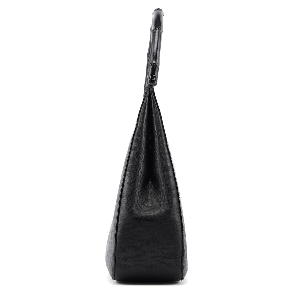 Black Leather Bamboo Shoulder Bag