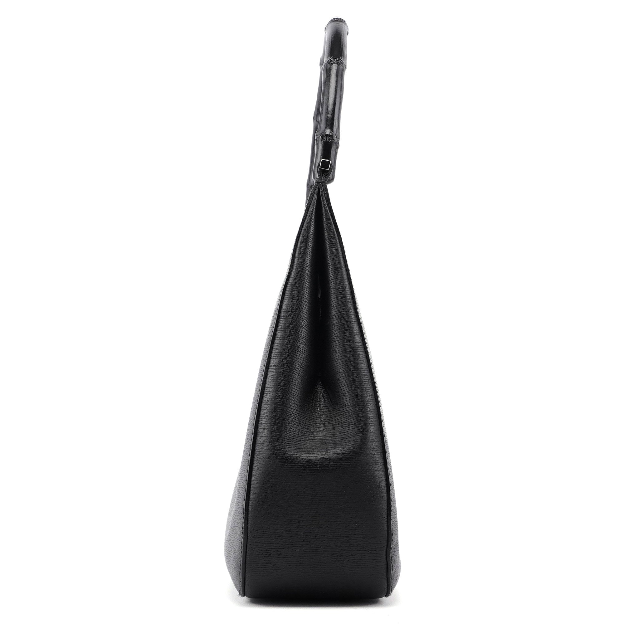 Black Leather Bamboo Shoulder Bag