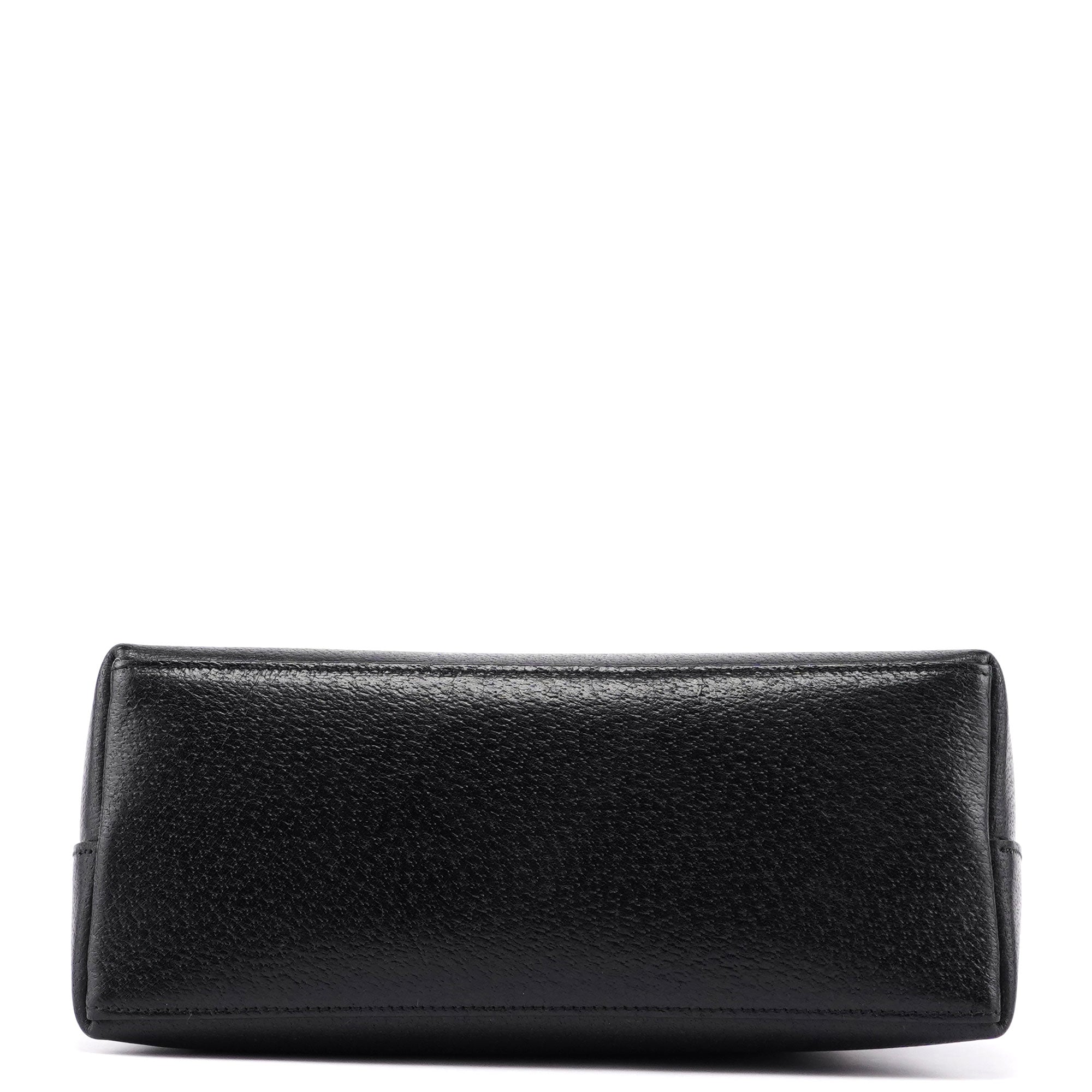 Black Leather Bamboo Shoulder Bag W/ Pouch
