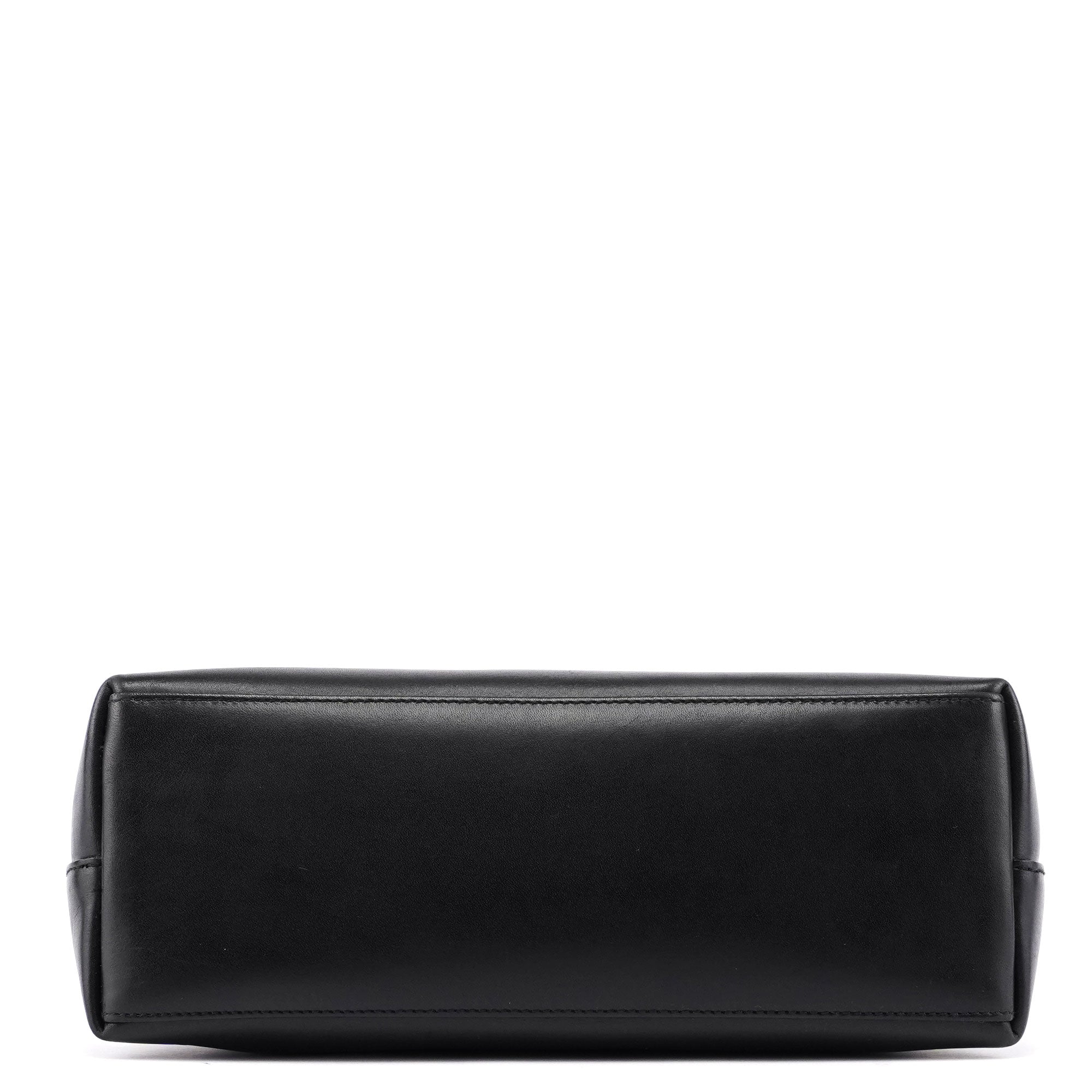 Black Leather Bamboo Shoulder Bag W/ Pouch