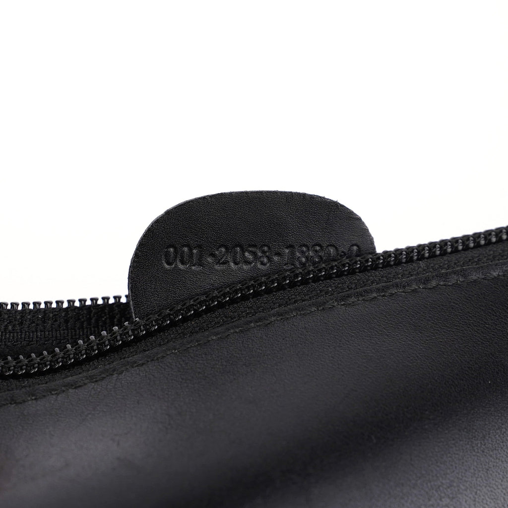 Black Leather Bamboo Shoulder Bag W/ Pouch