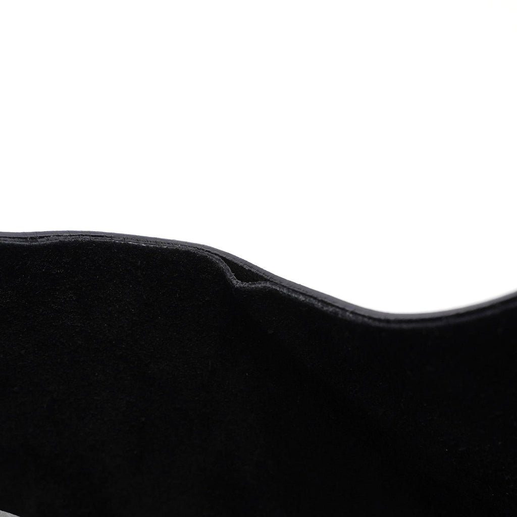 Black Leather Bamboo Shoulder Bag W/ Pouch