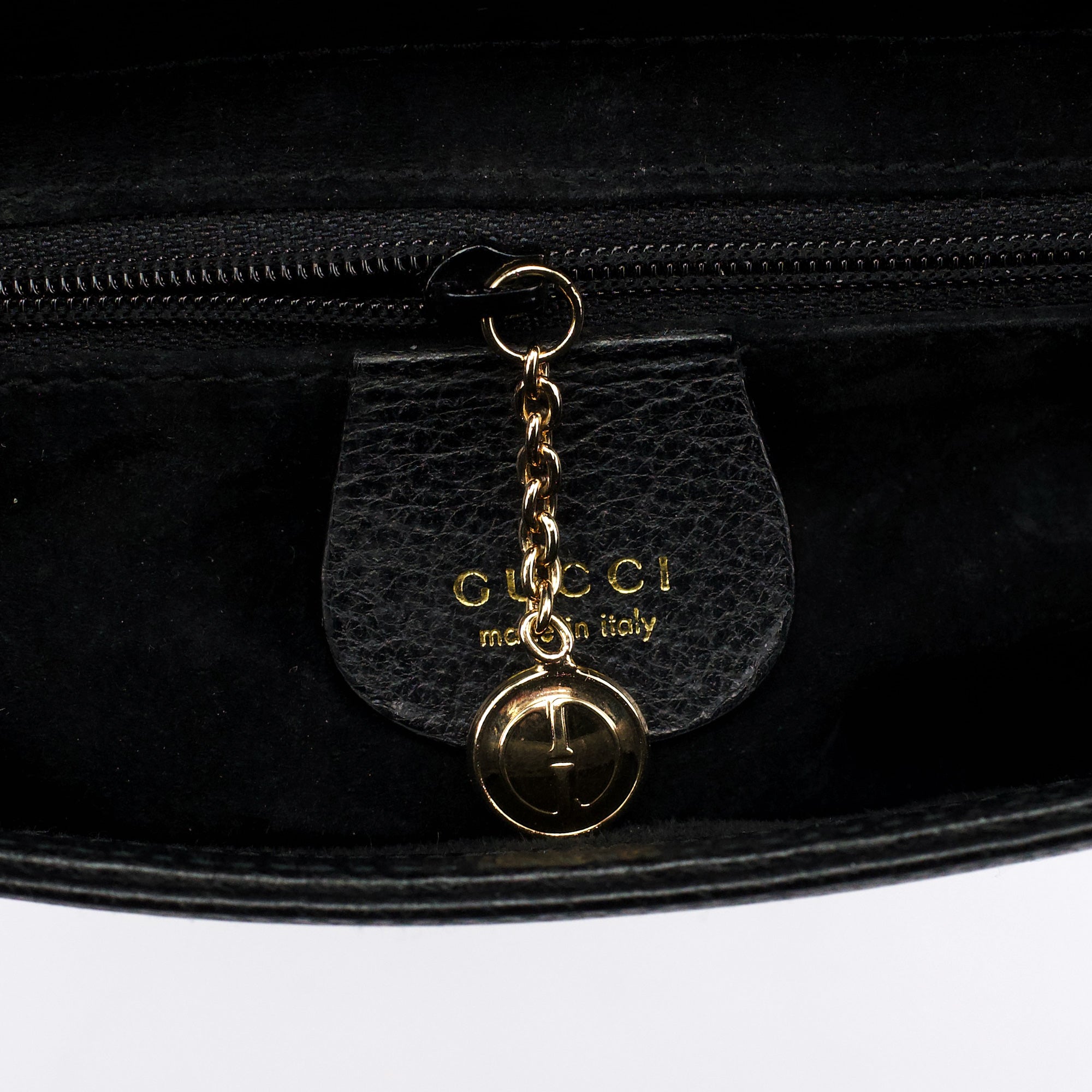 Black Leather Bamboo Top Handle Bag
