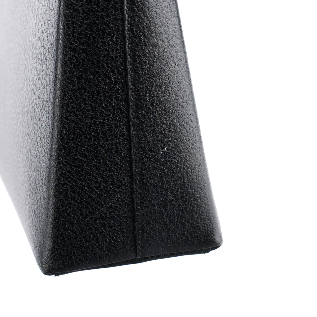Black Leather Bamboo Top Handle Bag