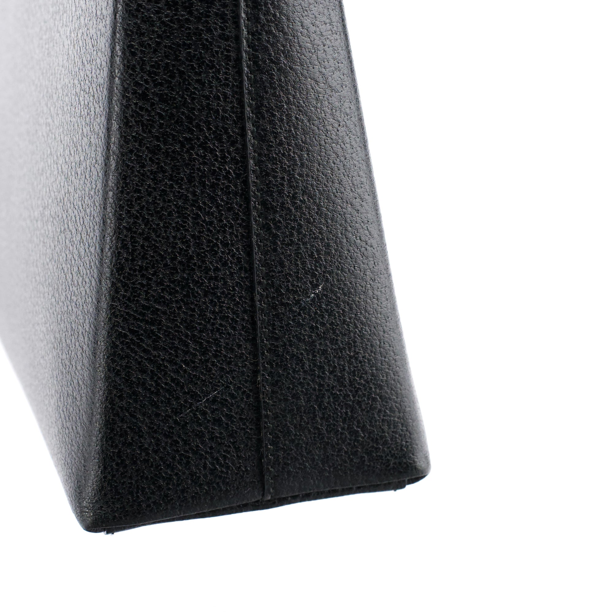 Black Leather Bamboo Top Handle Bag