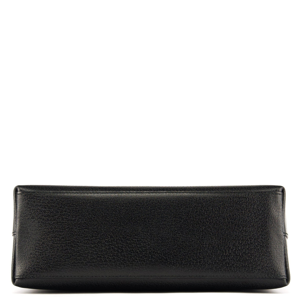 Black Leather Bamboo Top Handle Bag