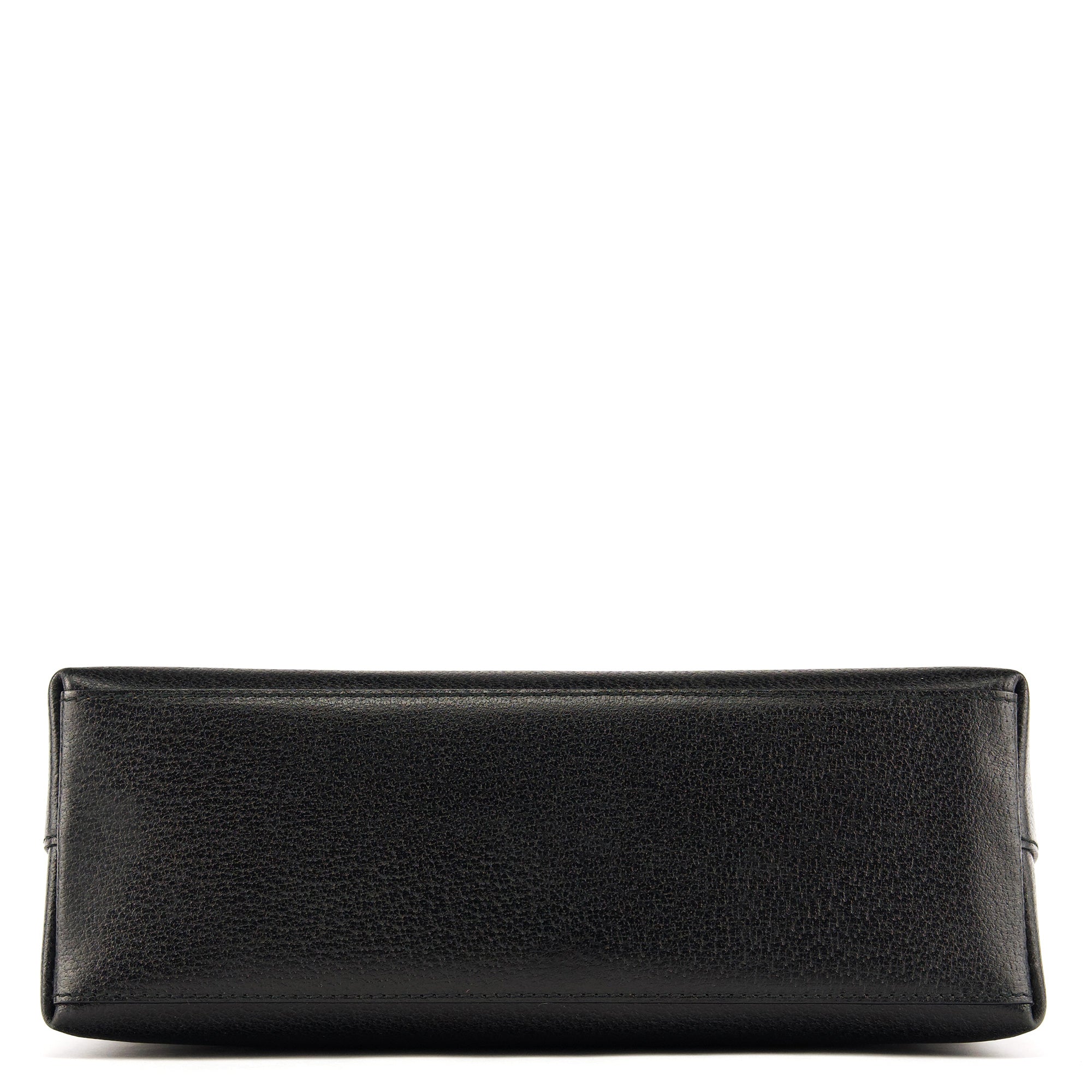 Black Leather Bamboo Top Handle Bag