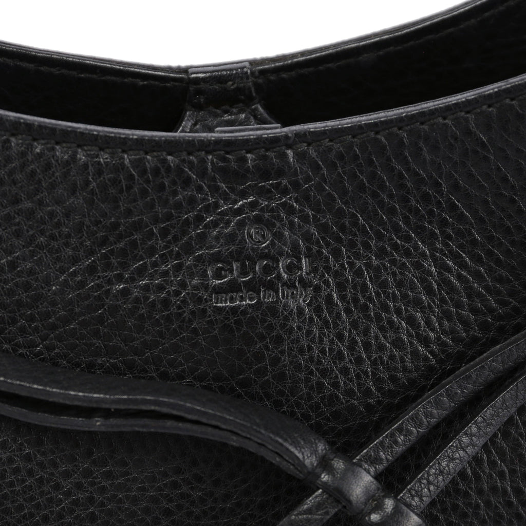 Black Leather Bamboo Top Handle Bag