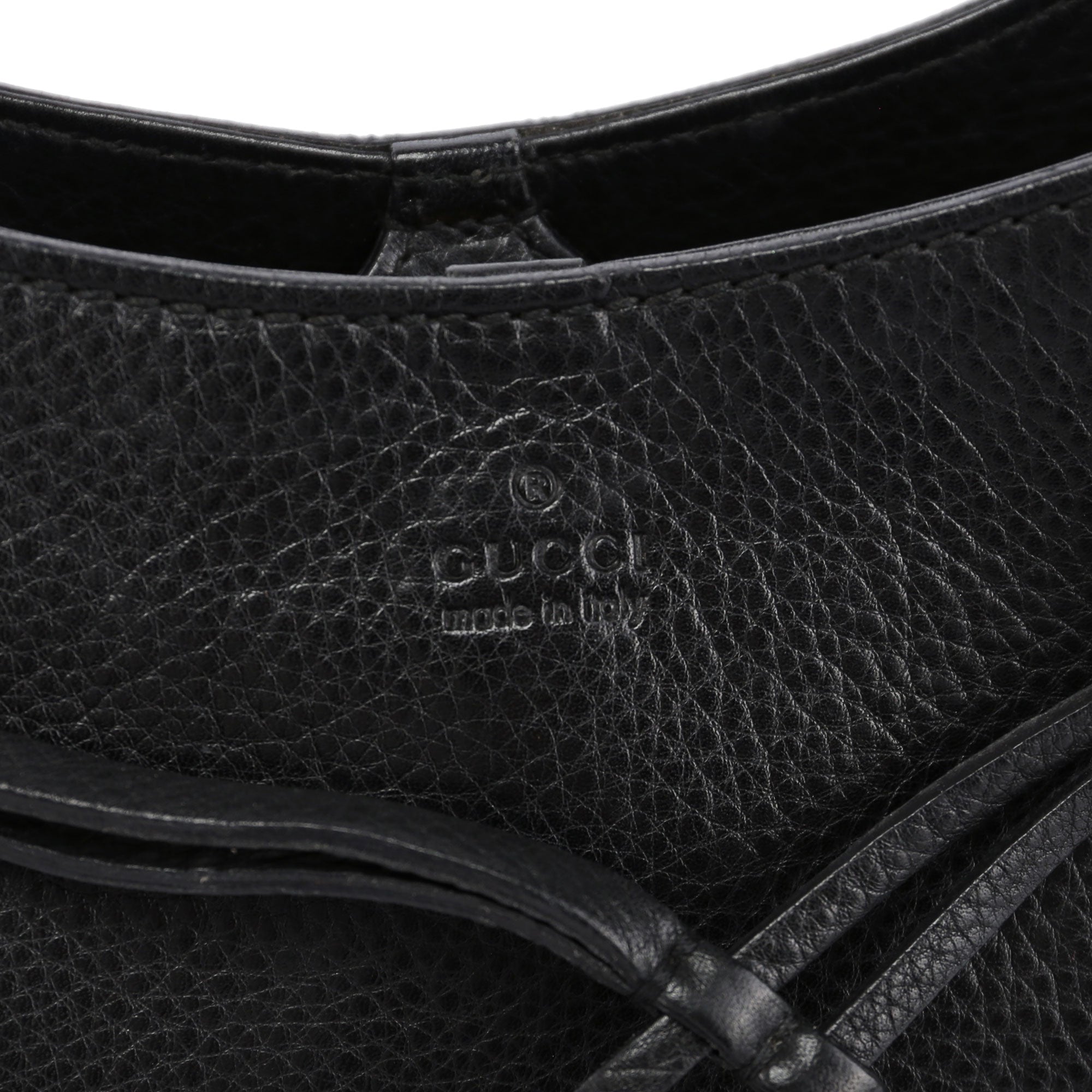 Black Leather Bamboo Top Handle Bag