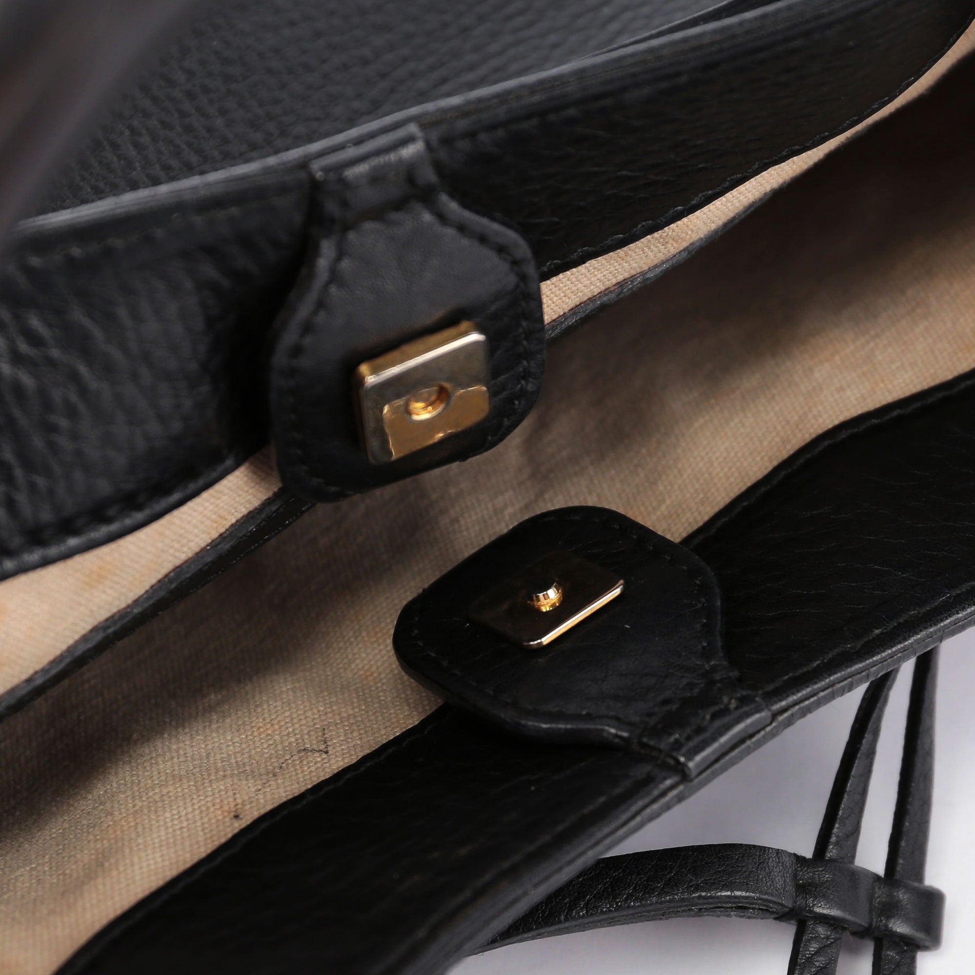 Black Leather Bamboo Top Handle Bag