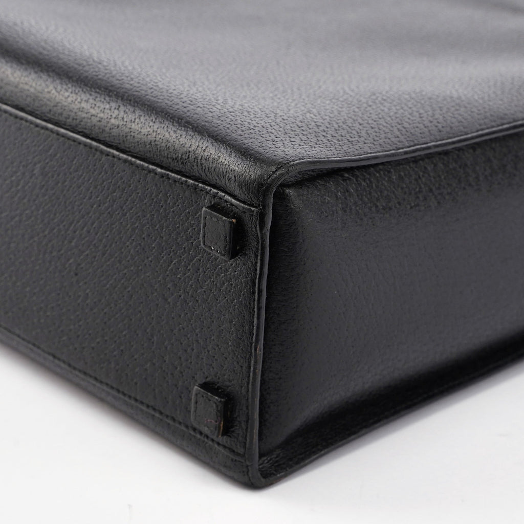 Black Leather Bamboo Tote 2-Way