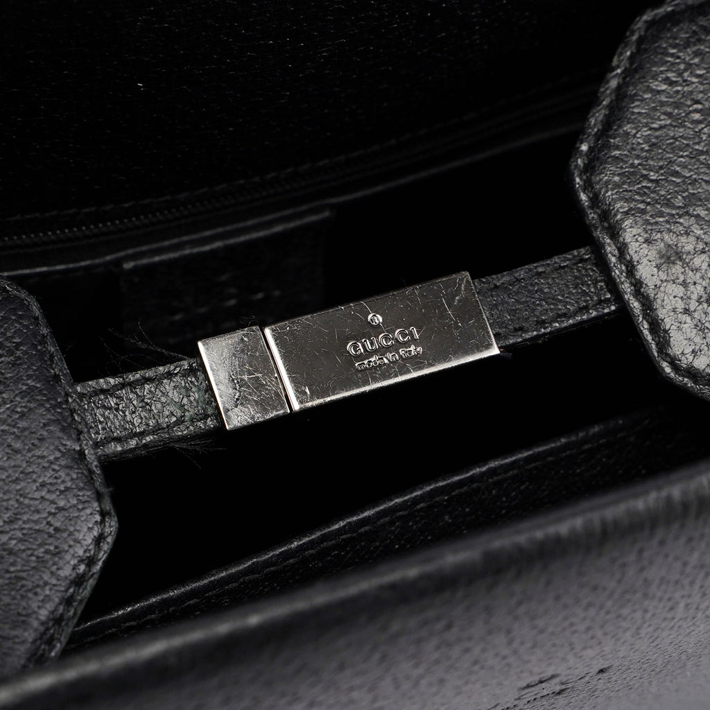 Black Leather Bamboo Tote 2-Way