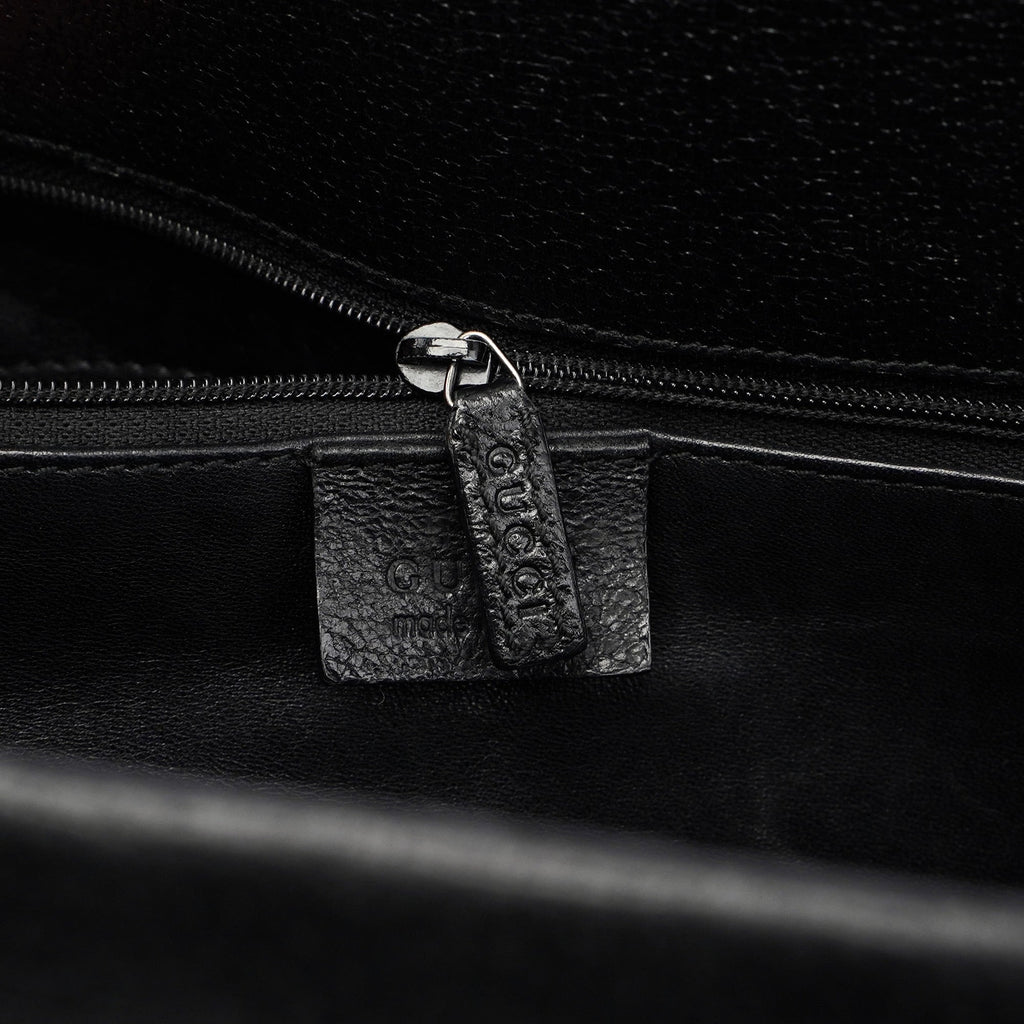 Black Leather Bamboo Tote 2-Way