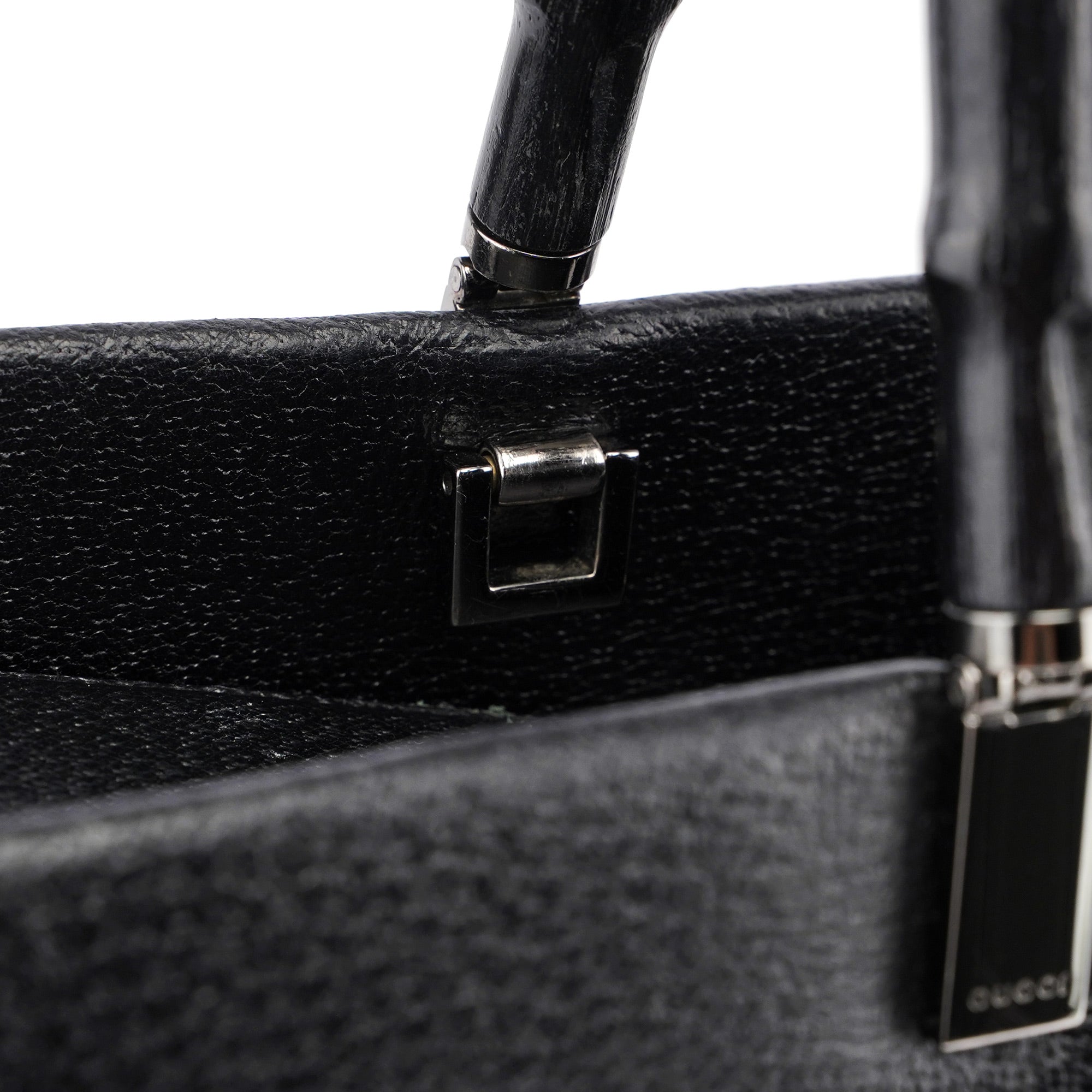 Black Leather Bamboo Tote 2-Way