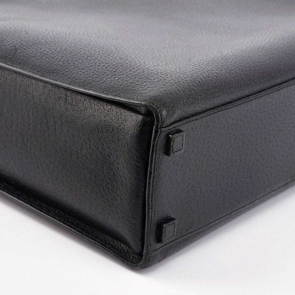 Black Leather Bamboo Tote 2-Way