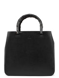 Black Leather Bamboo Tote