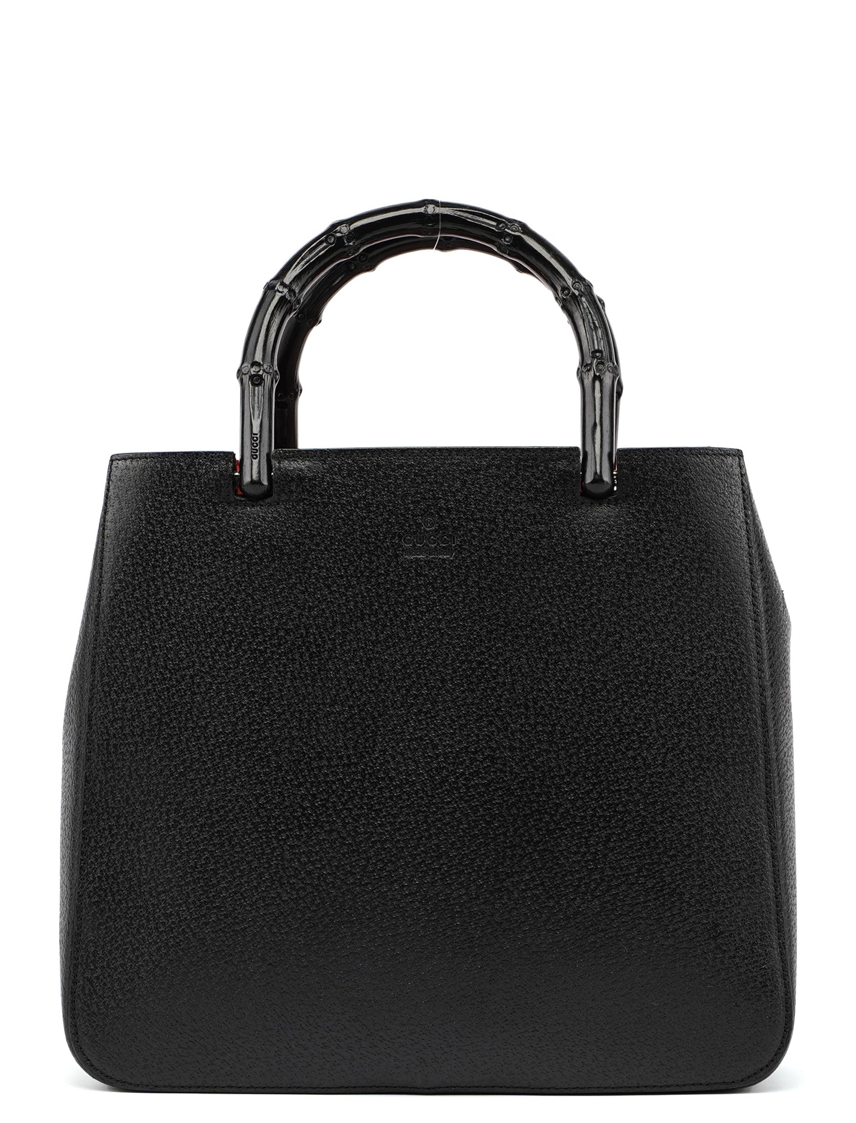 Black Leather Bamboo Tote