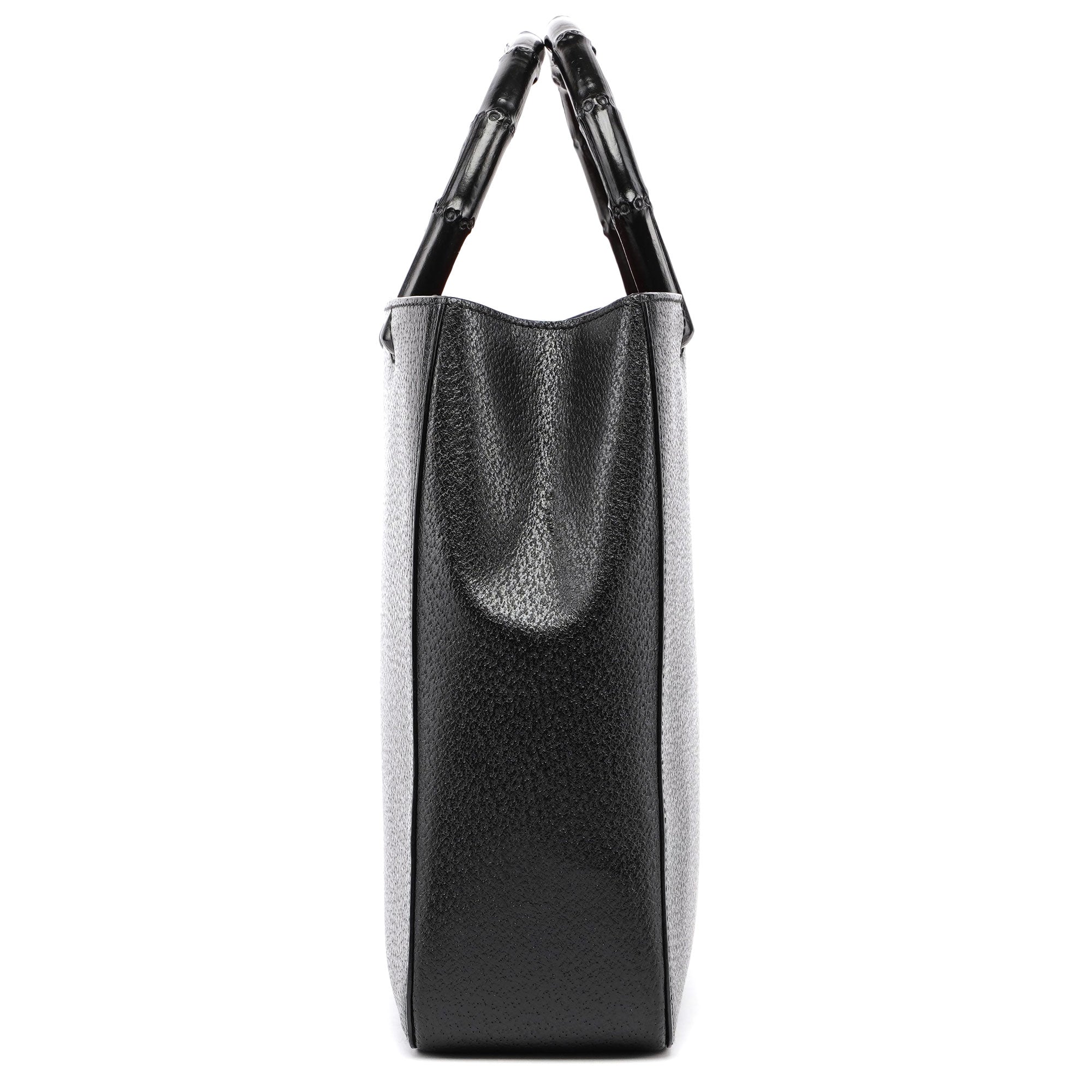 Black Leather Bamboo Tote