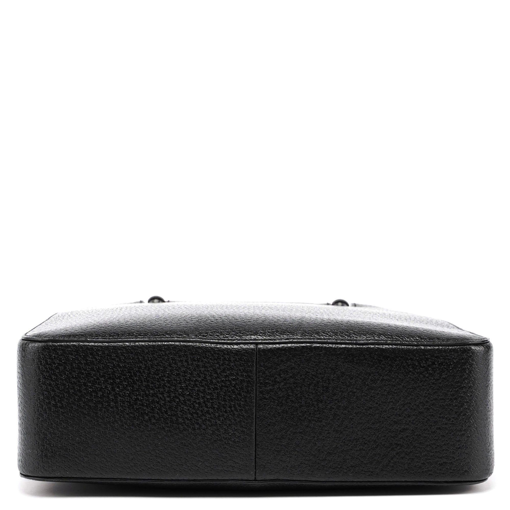 Black Leather Bamboo Tote