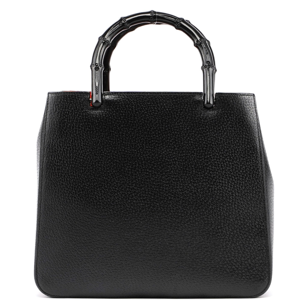 Black Leather Bamboo Tote