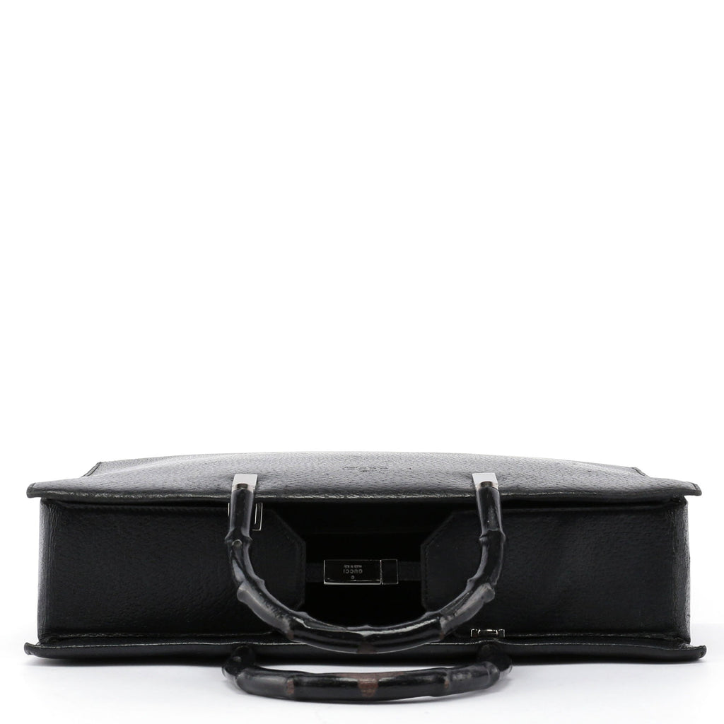 Black Leather Bamboo Tote