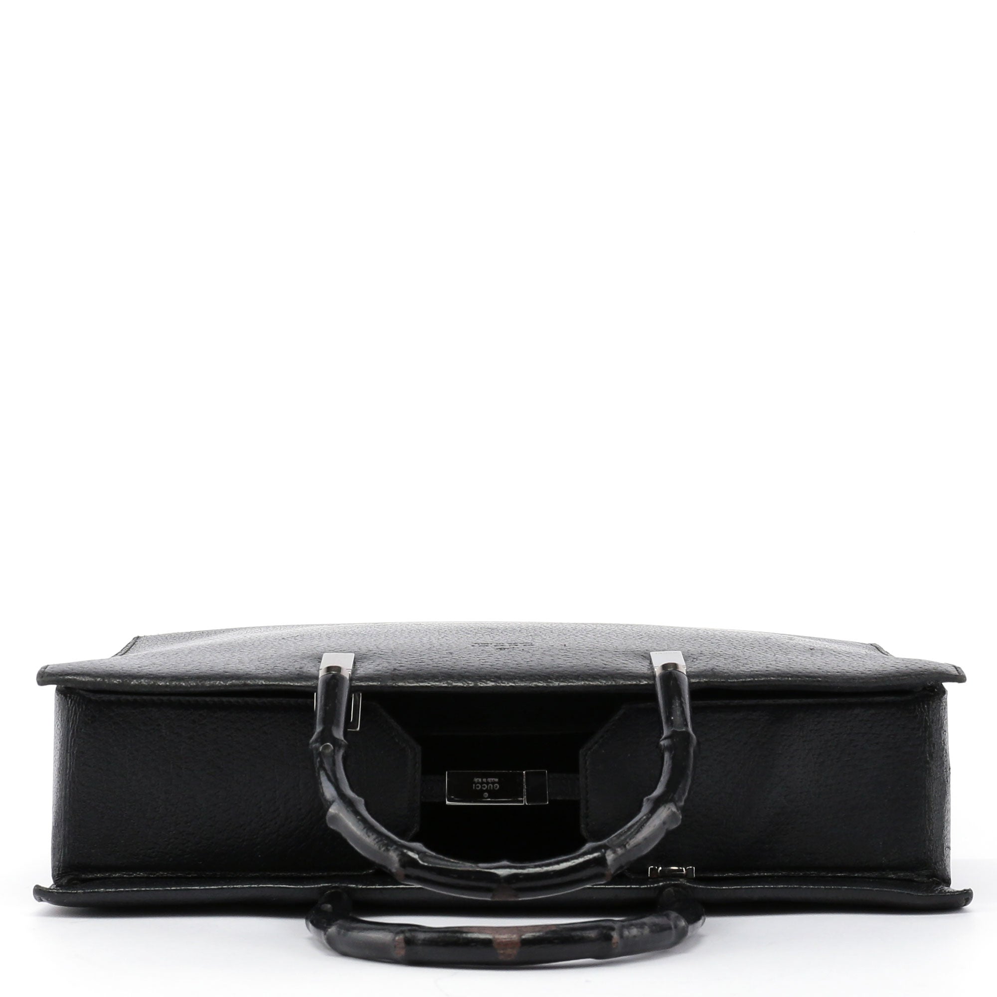 Black Leather Bamboo Tote