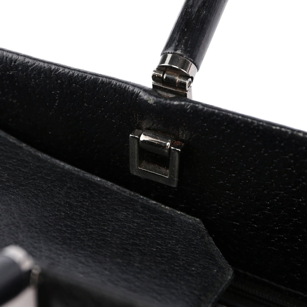 Black Leather Bamboo Tote