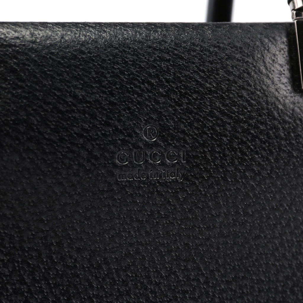 Black Leather Bamboo Tote