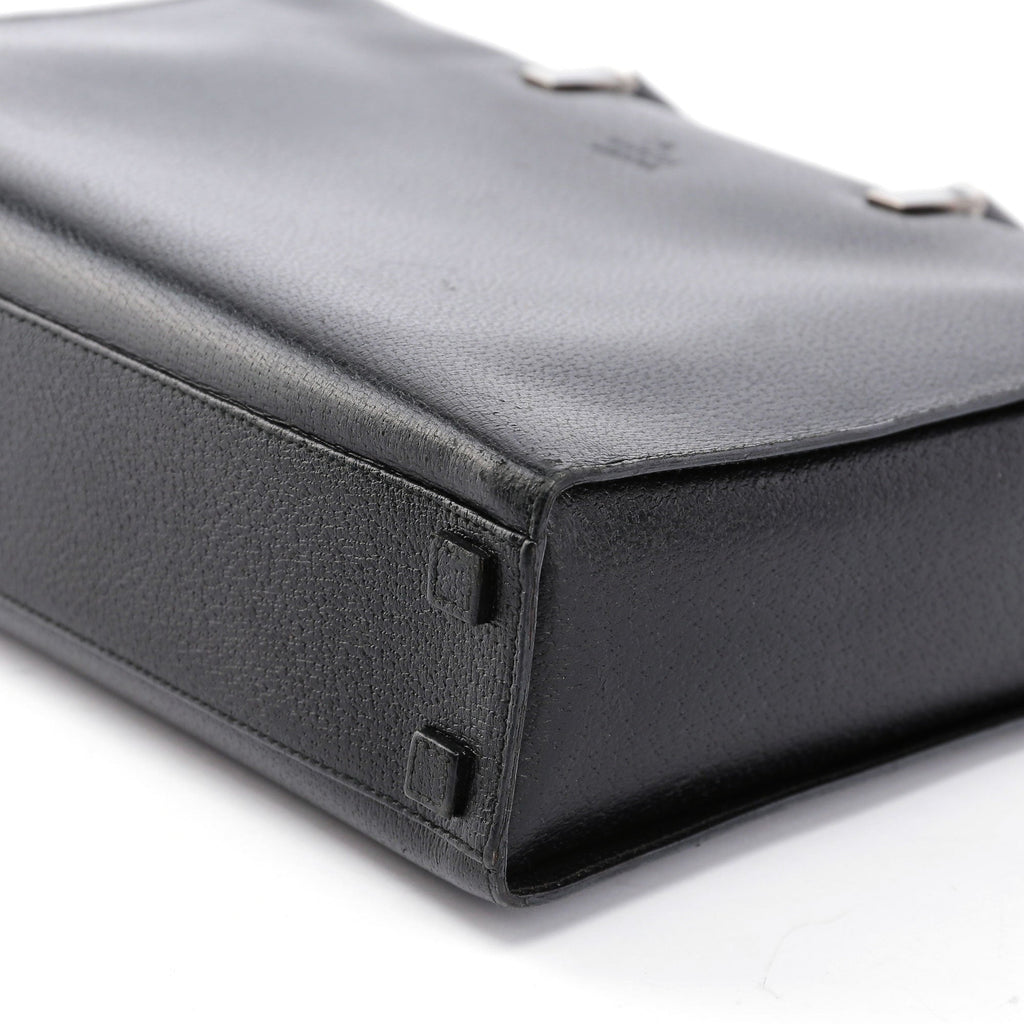 Black Leather Bamboo Tote