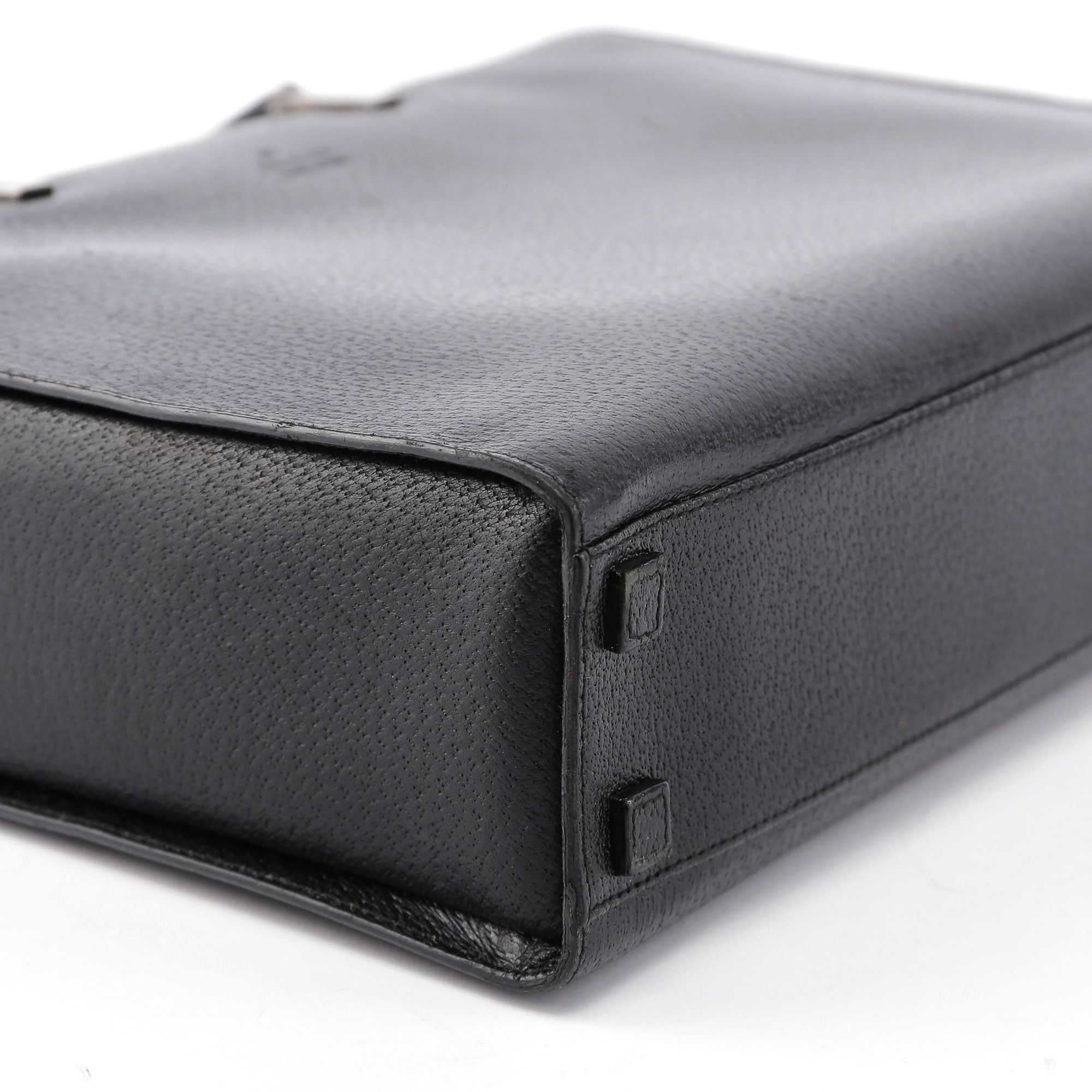 Black Leather Bamboo Tote