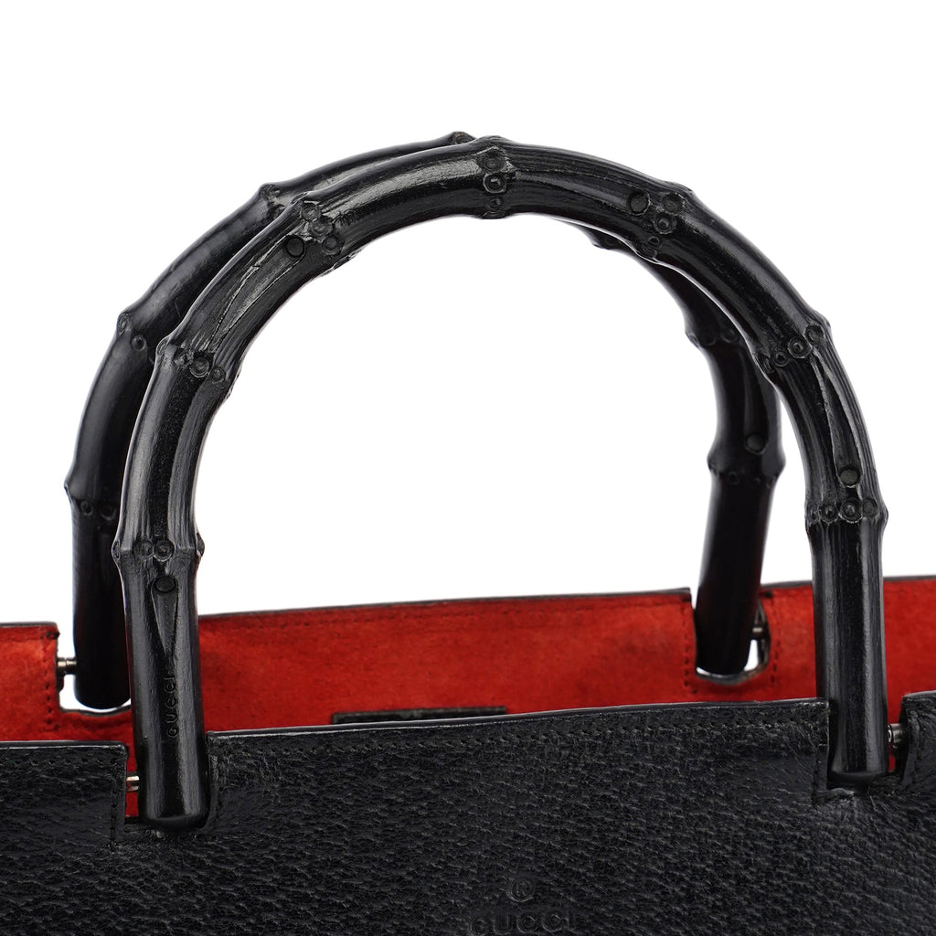 Black Leather Bamboo Tote