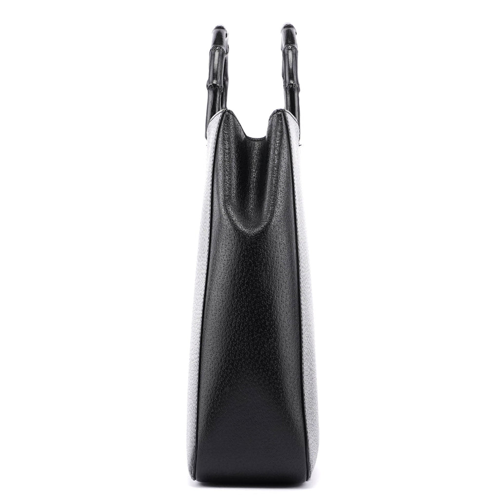 Black Leather Bamboo Tote