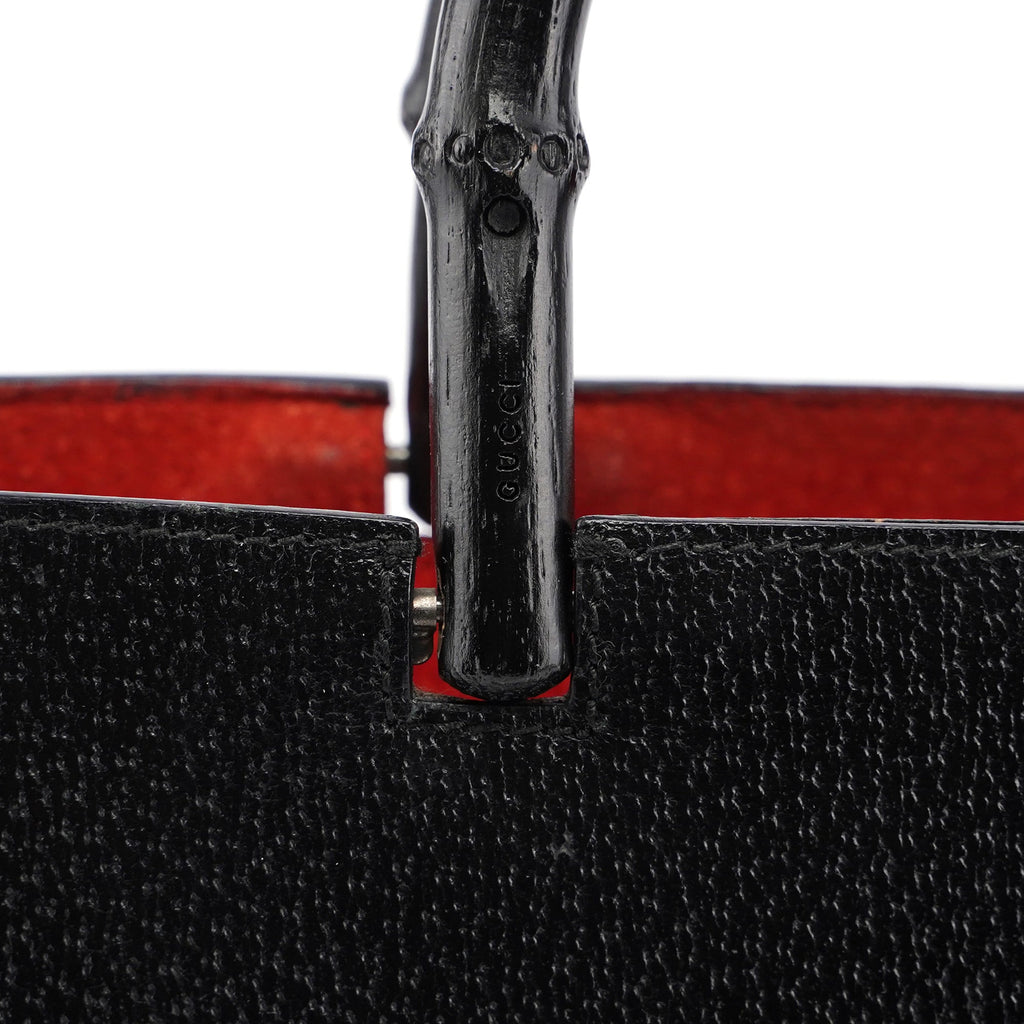 Black Leather Bamboo Tote