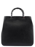 Black Leather Bamboo Tote